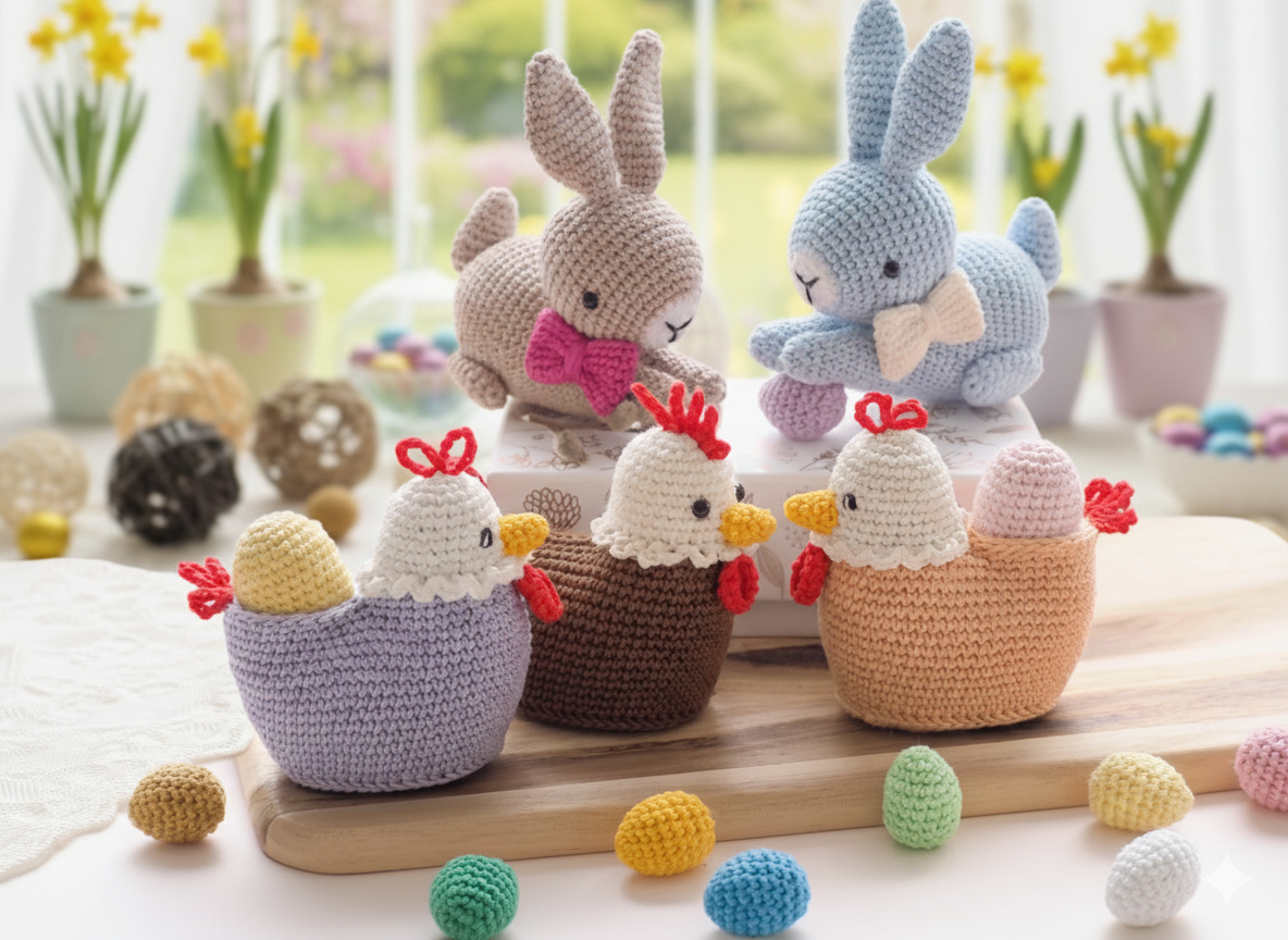 Easter Toys: Chick, Rooster, Bunny